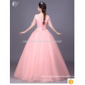 Slim Fit Short Sleeve Light Pink Party Prom Ball Gown Wedding Dress